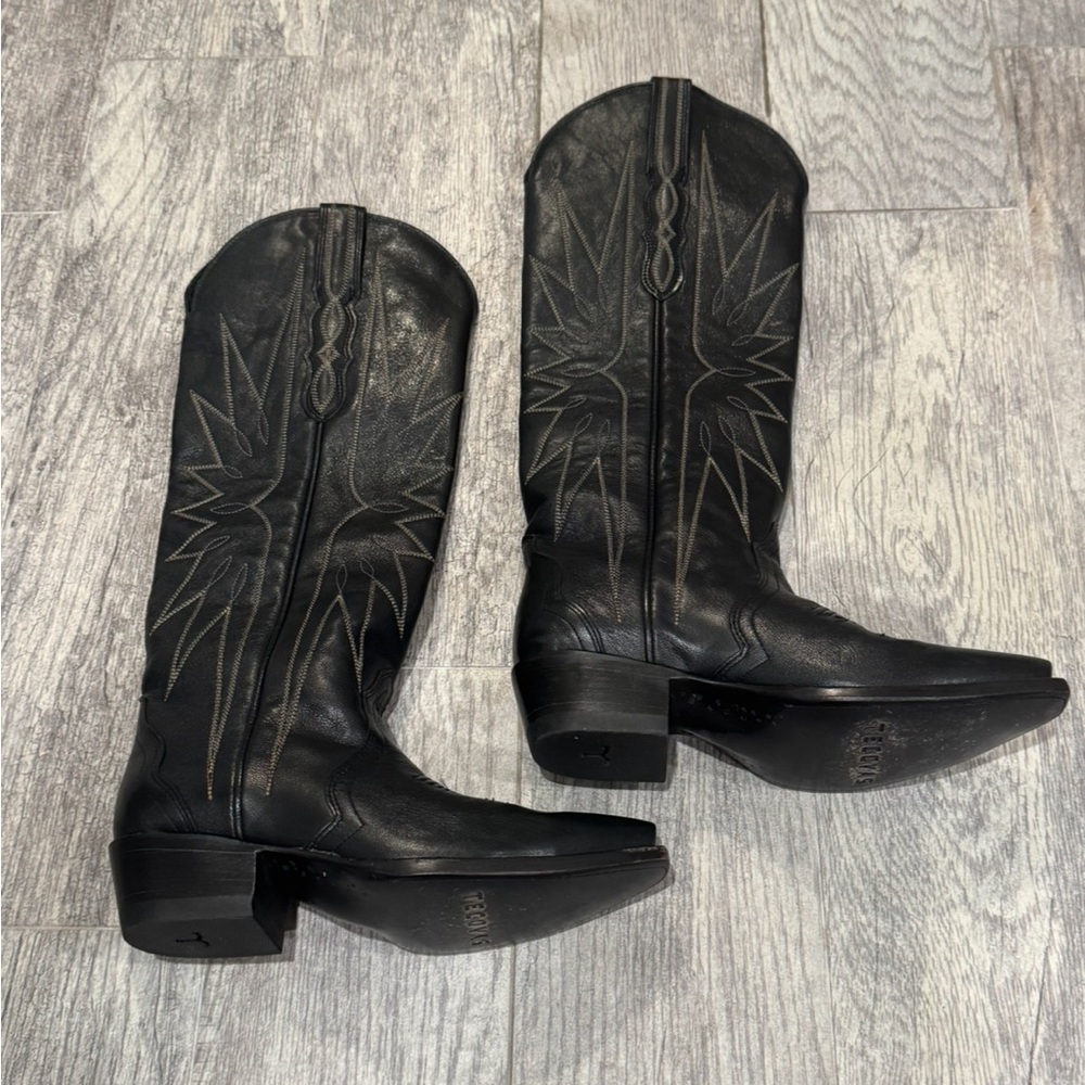 Tecovas black leather Loretta tall Western boots - Picture 2 of 11